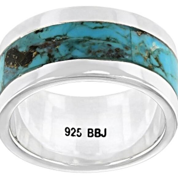 NWT Blue Turquoise Sterling Silver Band Ring size 5.5 - Picture 6 of 6